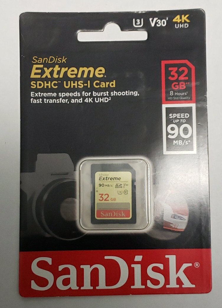 SanDisk Extreme 32GB SDHC 90 MB/S UHS-1 SD Class 10 Memory Card SDSDXVE-032G 2pc