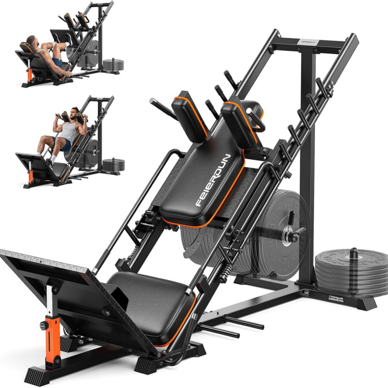 3in1 Leg Press Hack Squat Machine, Lower Body Special w Pulley System Home Gym