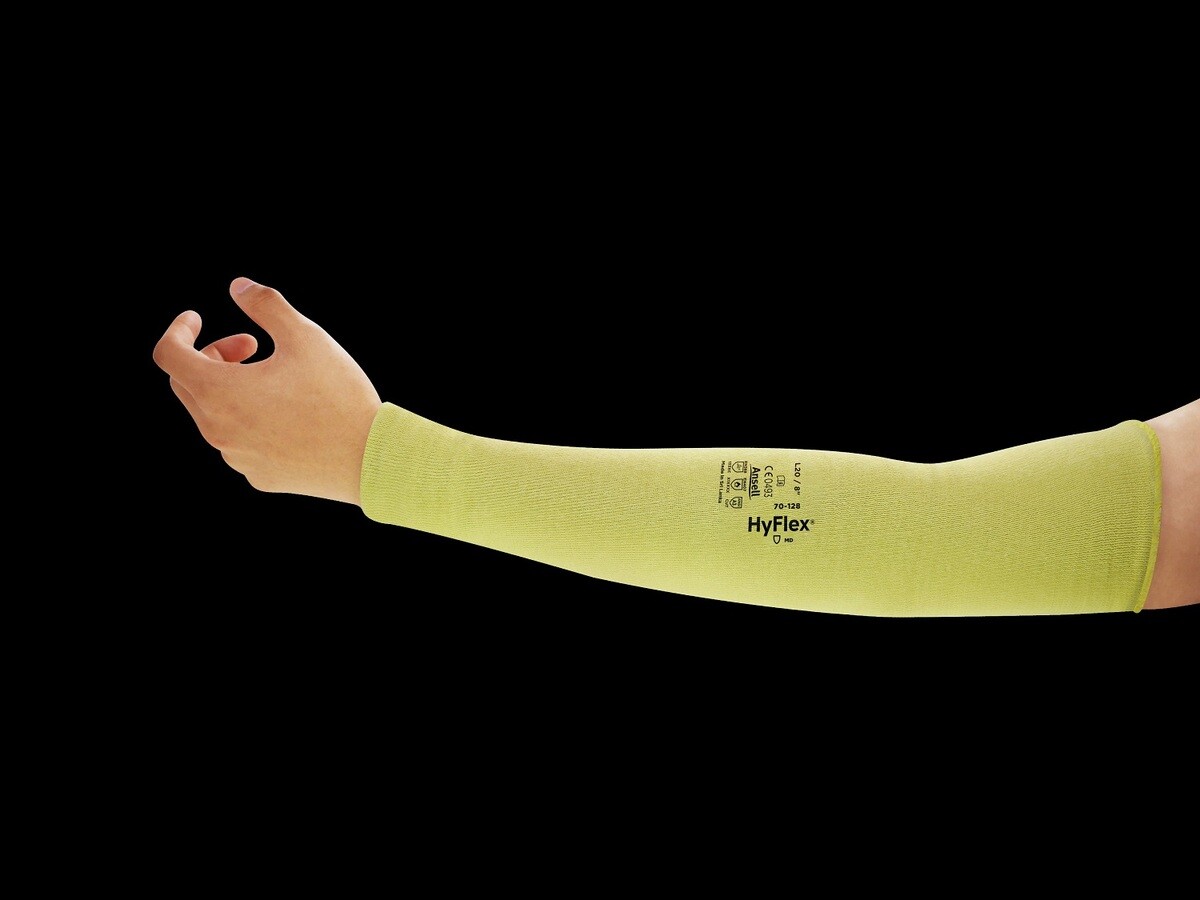 Ansell 18” Length Yellow HyFlex Industrial Cut Resistant Sleeves 6 Pairs