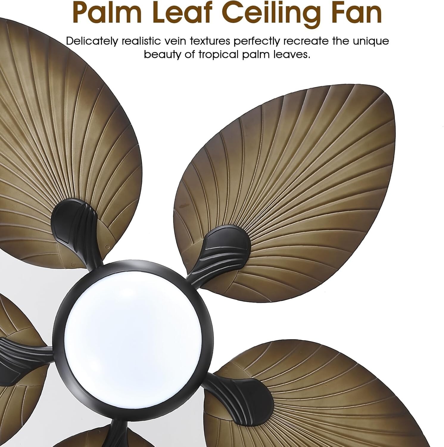 44" Tropical Palm Leaf Ceiling Fan with LED Lights Remote/APP Control