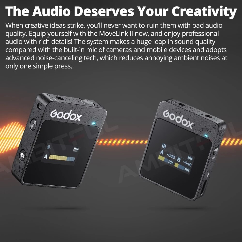 Godox MoveLink II M2 2.4g Wireless Lavalier Omnidirectional Microphone System