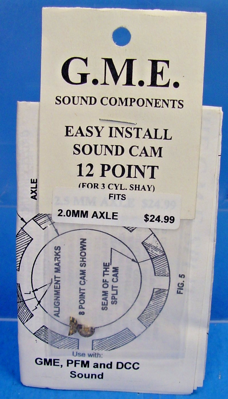 G.M.E. SOUND CAM 2.0MM AXLE 12 POINT,  3 CYLINDER SHAY PFM PBL DCC HO, HOn3,Sn3