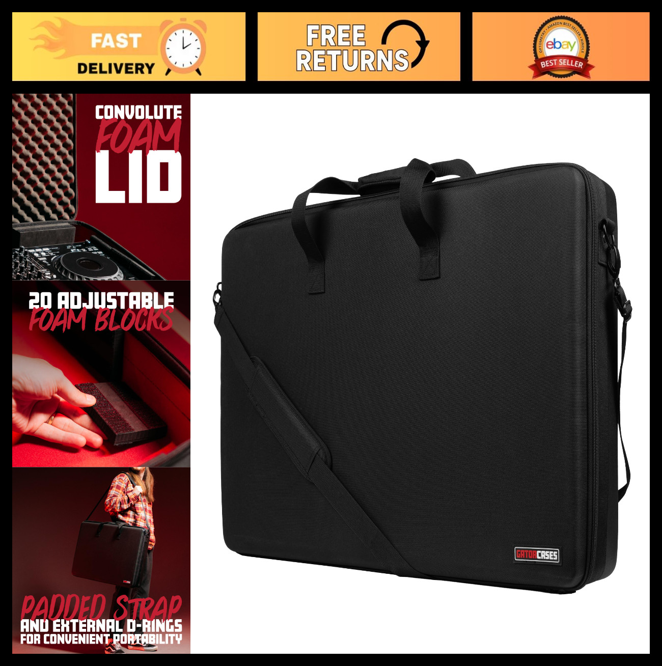 Universal DJ Controller Case - Fits Large Controllers 29"x20" - Heavy Duty Prote
