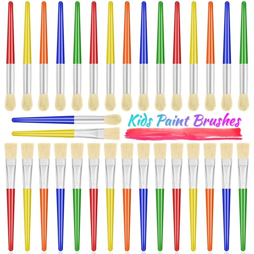 Anezus 30 Kids Paint Brushes Set with Jumbo Round 6 1/4inch, Multicolors