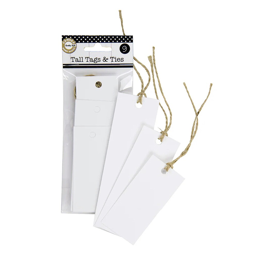 Canvas Corp, Tags & Ties, Tall Tags, Cardstock Tags, White, Jute Ties, Gift Tags