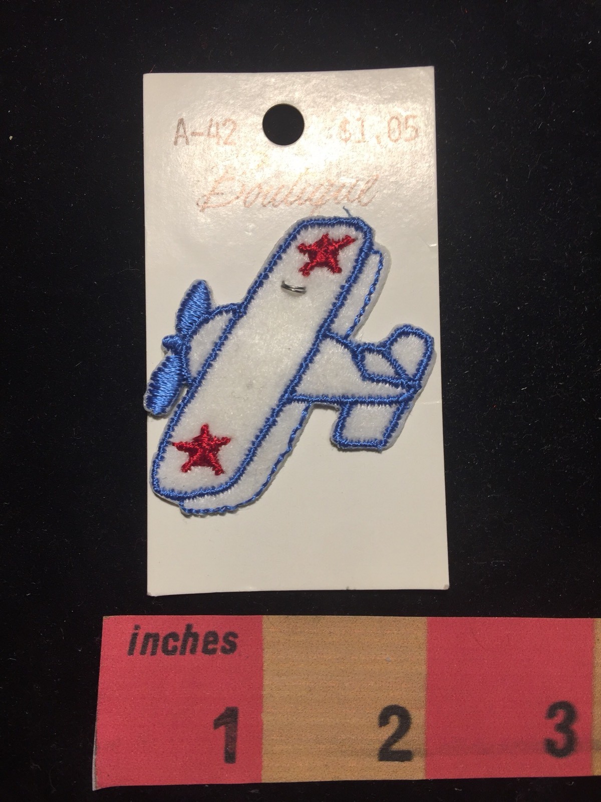 Little Red White & Blue BIPLANE Aviation / Airplane Patch 86WA