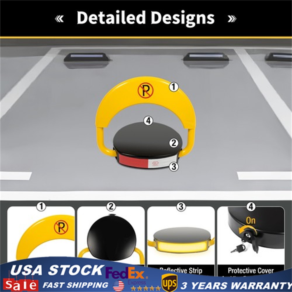 Automatic Parking Space Lock Remote Control Yellow Parking Barrier Waterproof US