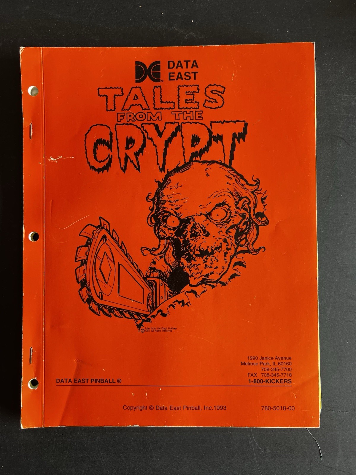 Original Data East Tales From the Crypt Pinball Manual Schematics 1993