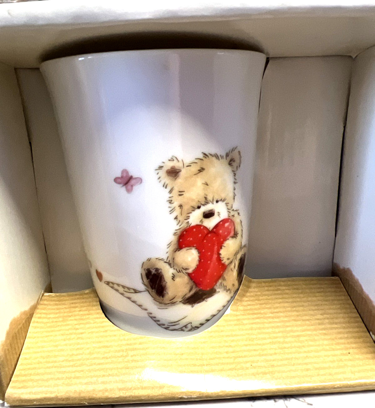 Enesco “Popcorn” Bear Mug New W Box Hearts