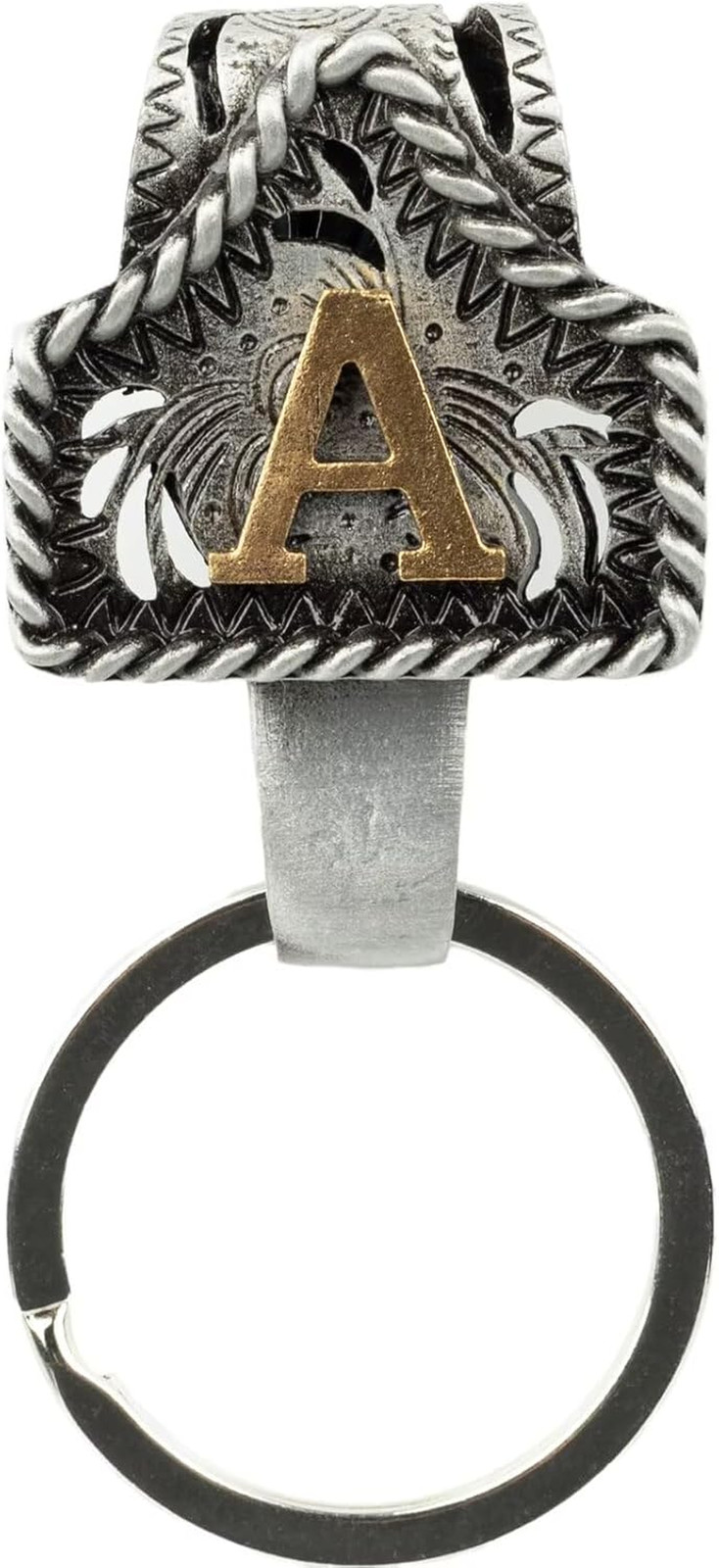 Vintage Western Cowboy Letter Keychain,Handmade Metal-Z Initial Key Chain A