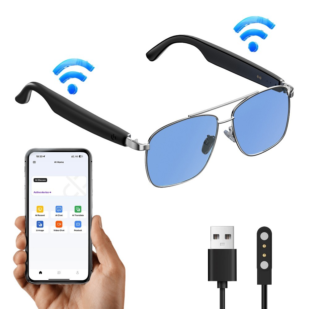 AI Translate Smart Glasses Bluetooth Call Glasses Audio Eyewear Headset Sunglass