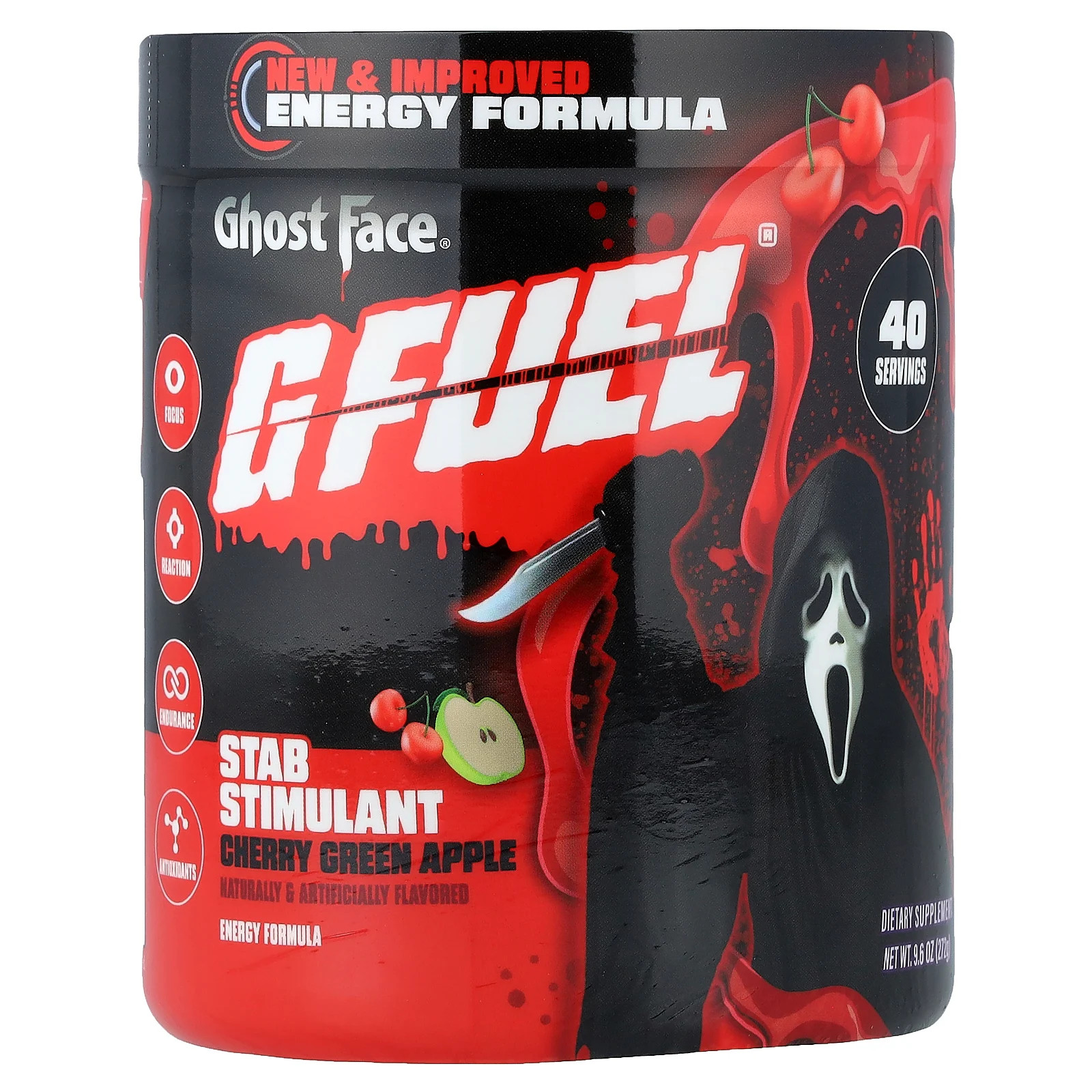 Energy Formula, Ghost Face®, Cherry Green Apple, 9.6 oz (272 g)