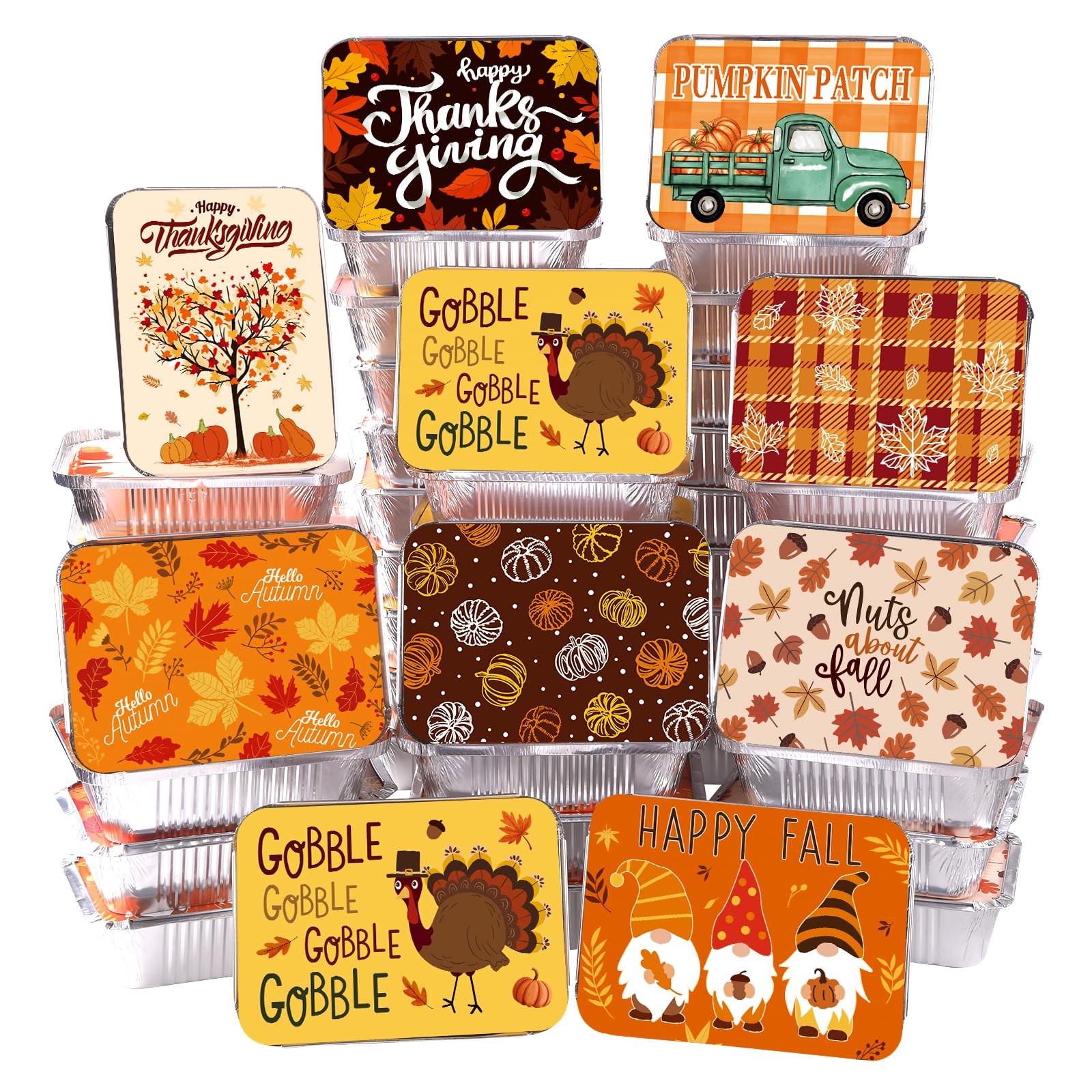 36PCS Thanksgiving Food Containers 9 Styles Fall Foil storage Containers with...
