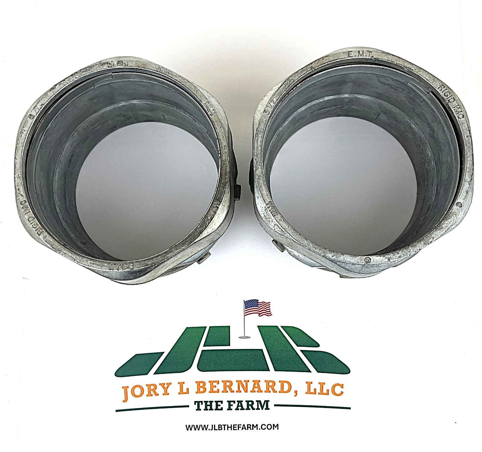 3.5" STEEL COMPRESSION CONNECTOR, LOT OF 2, STRAIGHT, EMT, ZINC, RIGID/IMO NOS S