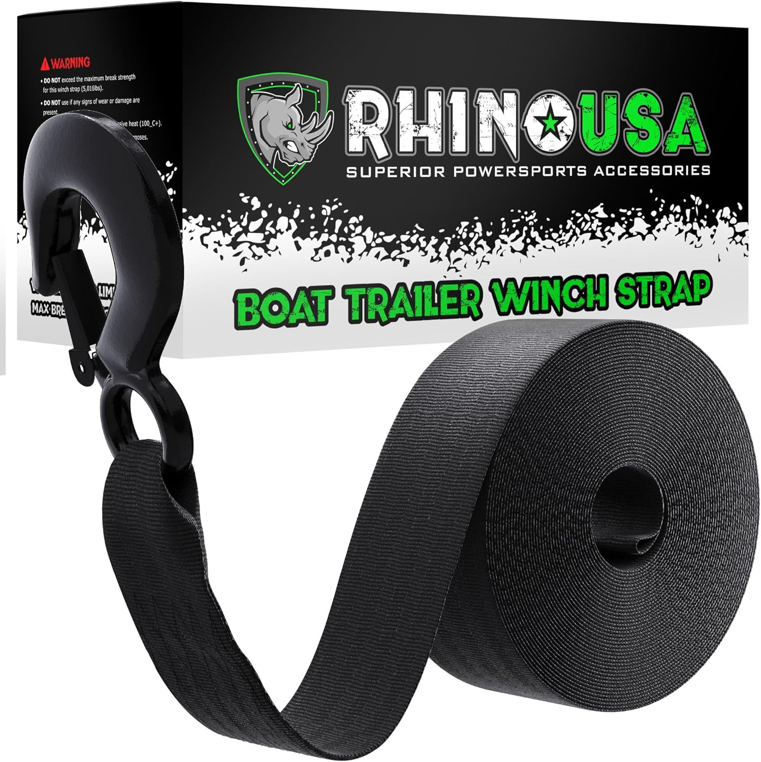 Boat Winch Strap with Hook (2" X 20') - 5,016Lb Break Strength - Ultimate Replac