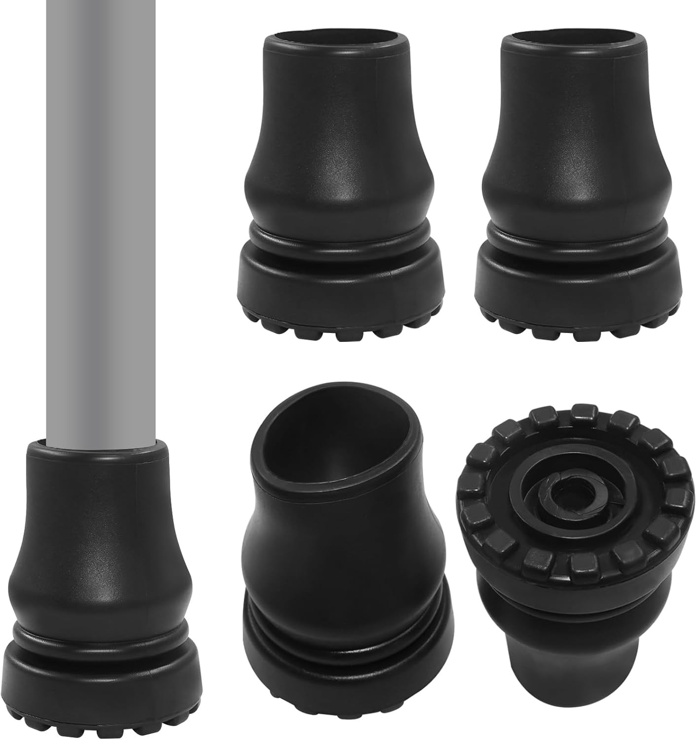 4 Pack 7/8 Inch Heavy Duty Rubber Crutch Tips Replacement for Walking Canes