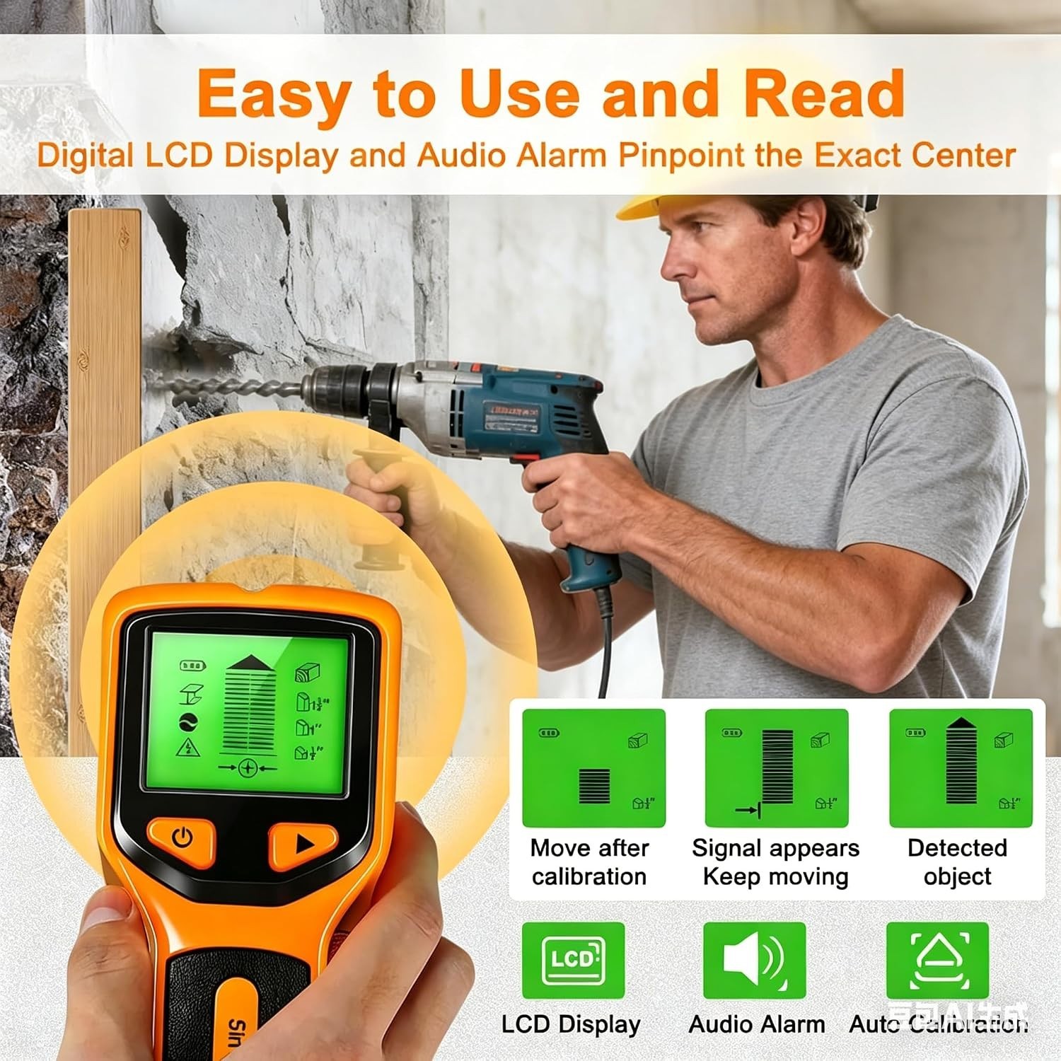 Stud Finder Wall Scanner - 5 in 1 Multifunctional Stud Detector w/Smart Chip ...
