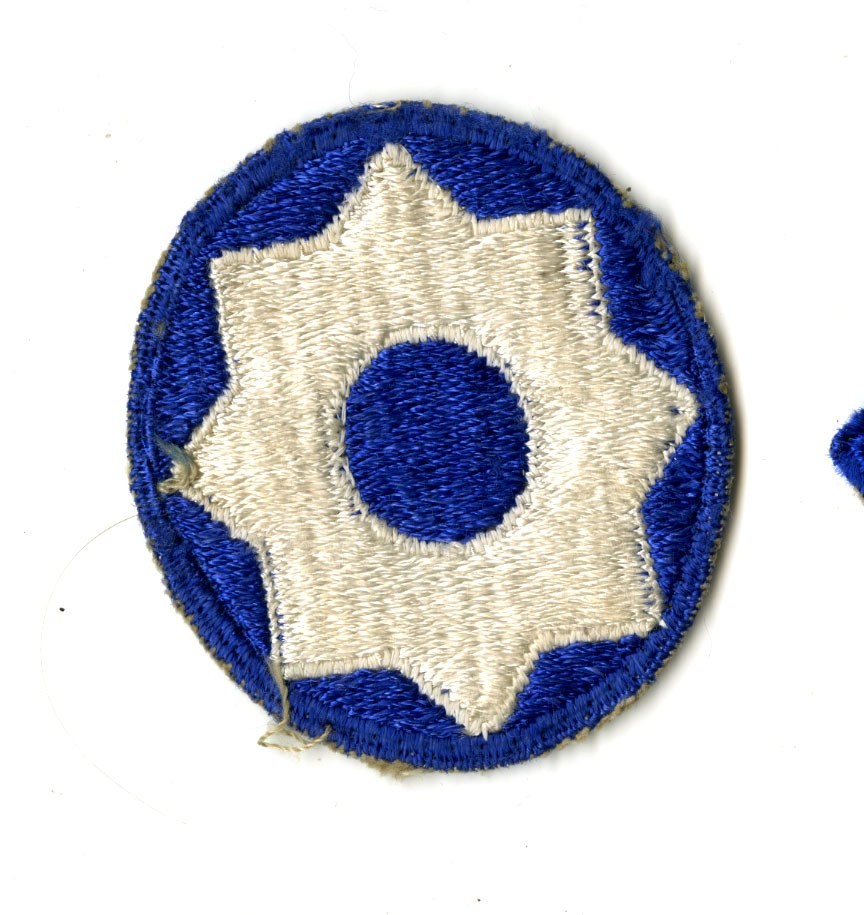 8th Service Command White Back Patch WWII Vintage Southern States