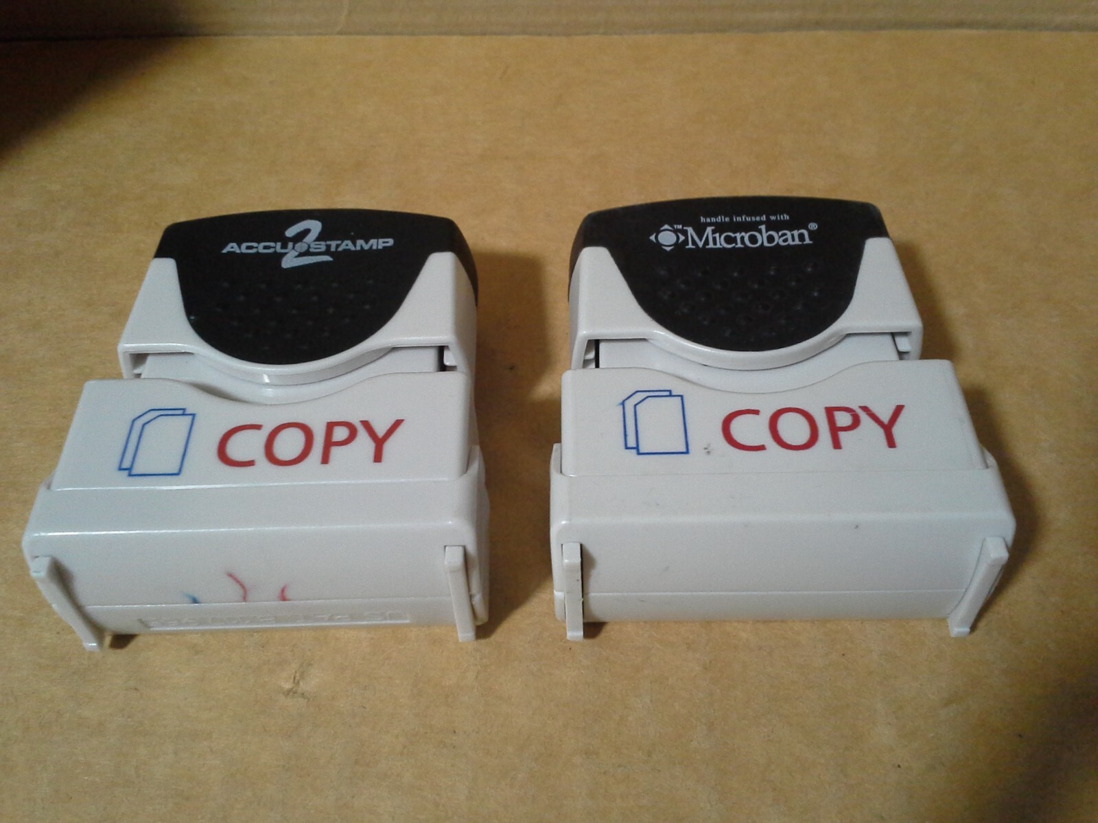 2PC. Accustamp2 Shutter Message Stamp Copy Red/Blue . Working. Both Needs ink