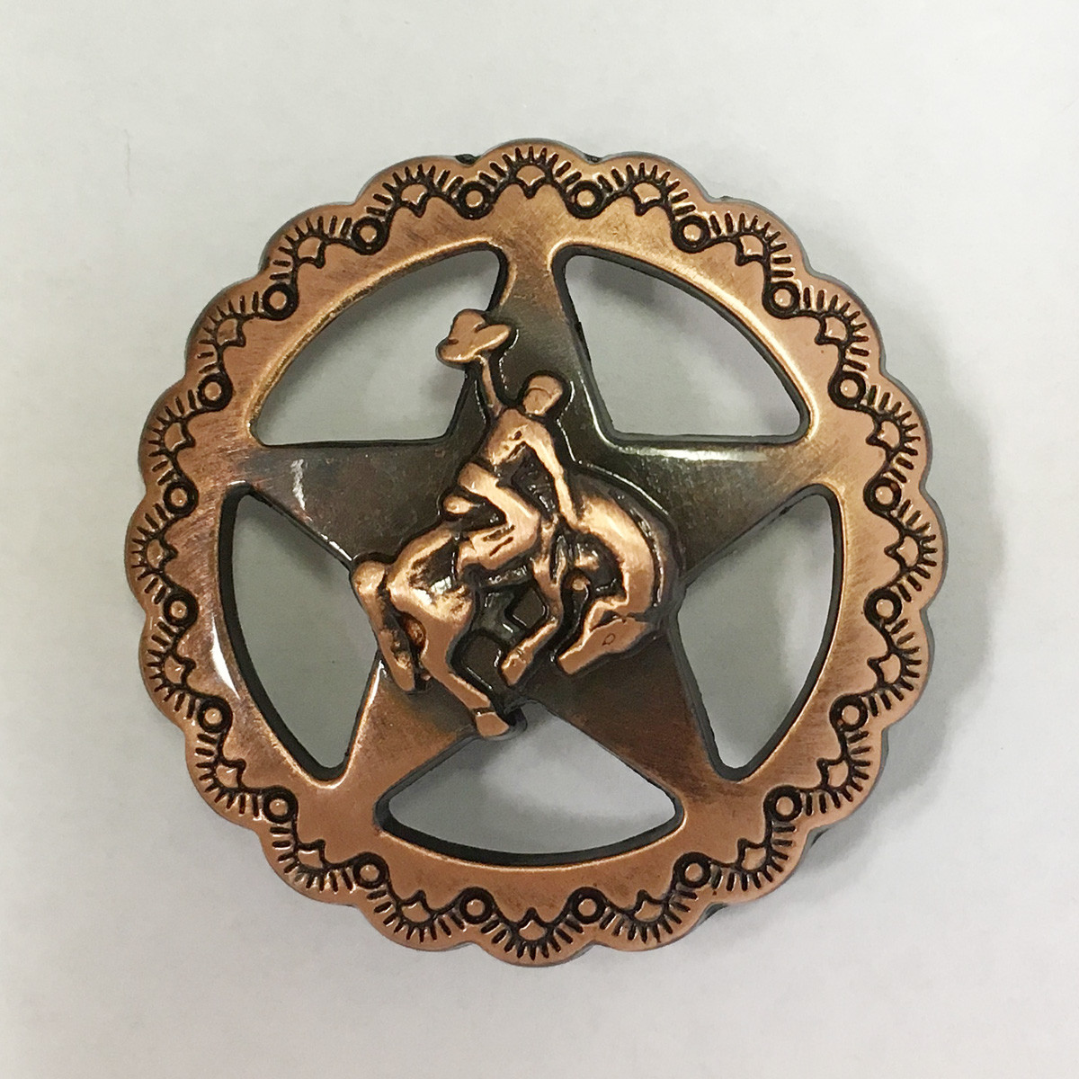 WESTERN HORSE SADDLE TACK COPPER COLOR BRONCO RIDER STAR CONCHOS 1 inch
