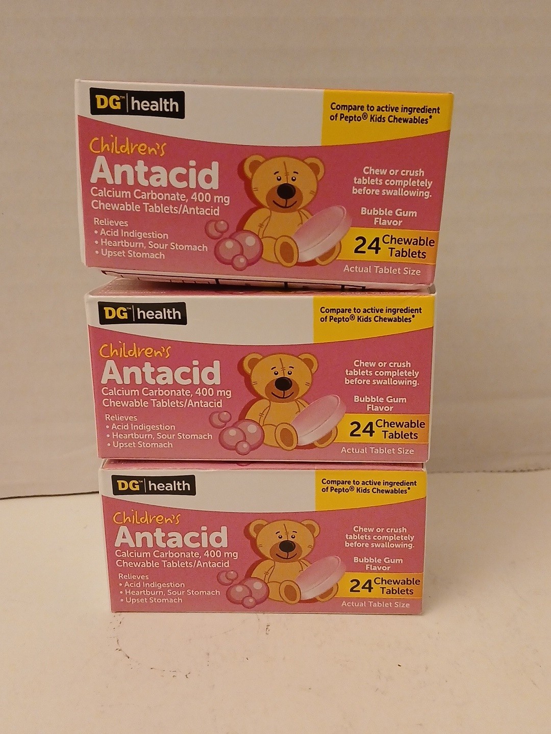 Children Antacid 24 Chewable Tablets Each Total 72 Bubble Gum Flavor Exp: 12/27