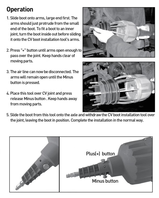 Pneumatic CV Joint Boot Spreader Expander Universal Install Installation Tool