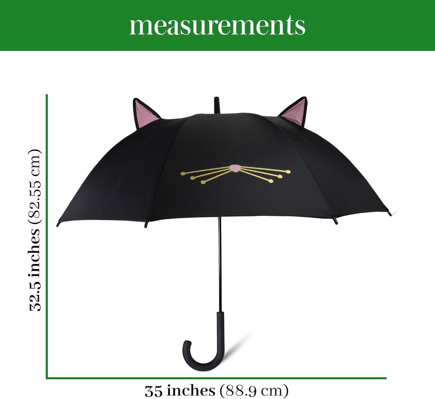 Large Lightweight Travel Umbrella, Black Cat