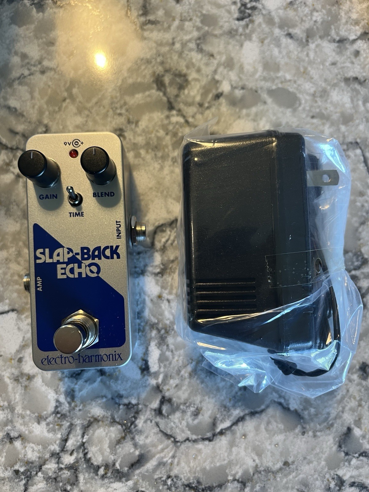 Electro-Harmonix SLAP-BACK ECHO Analog Delay Effects Pedal -Silver and Blue