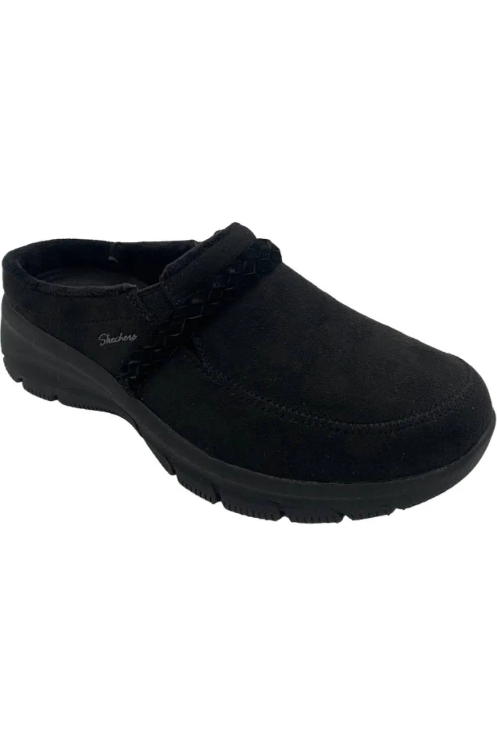 Skechers Easy Going Water Repellent Suede Clogs Darling Thing Black