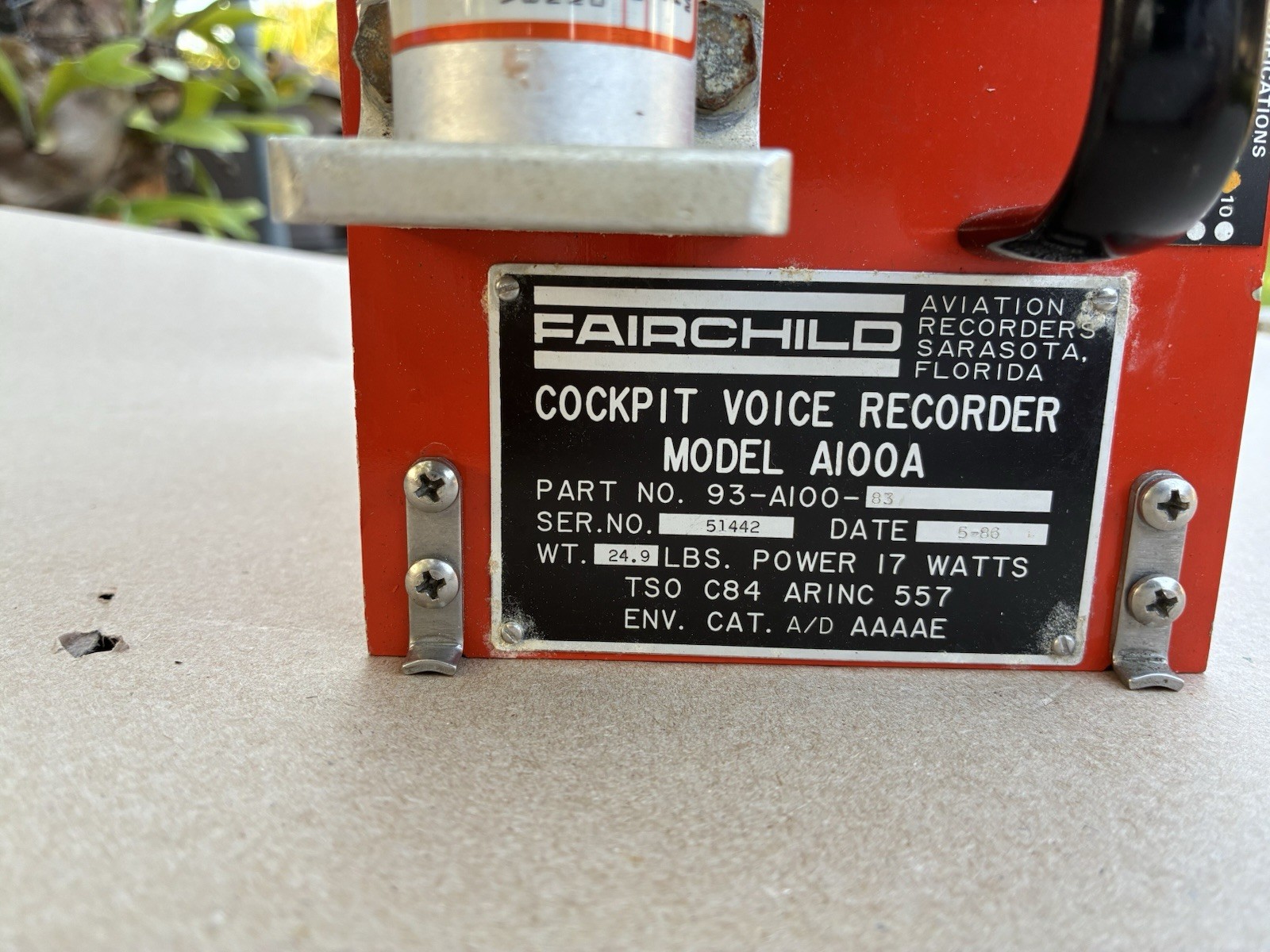 COCKPIT VOICE RECORDER (MODEL A100A) 93-A100-83