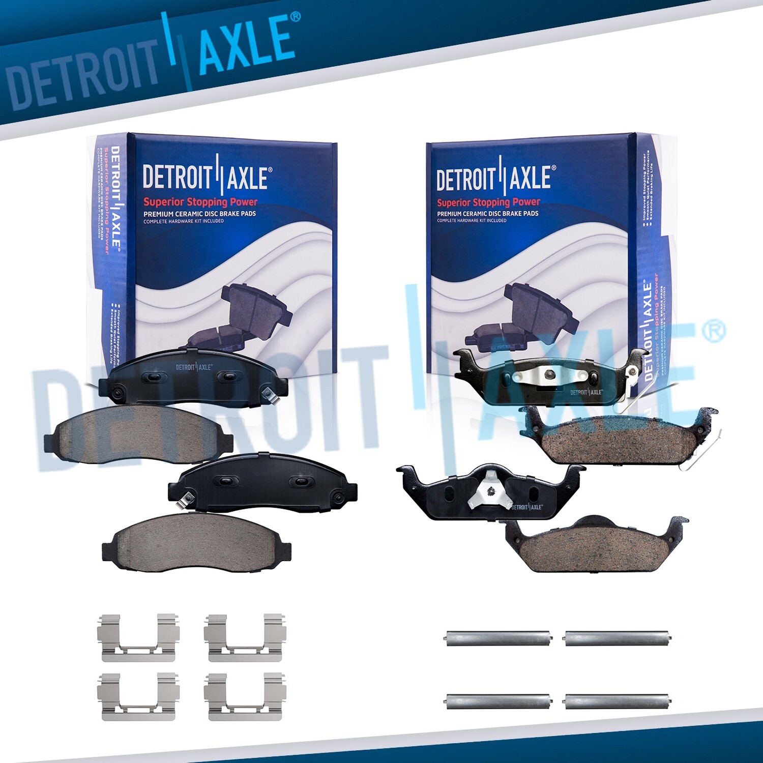 Front & Rear Ceramic Brake Pads w/Hardware for 2003 2004 Dodge Dakota