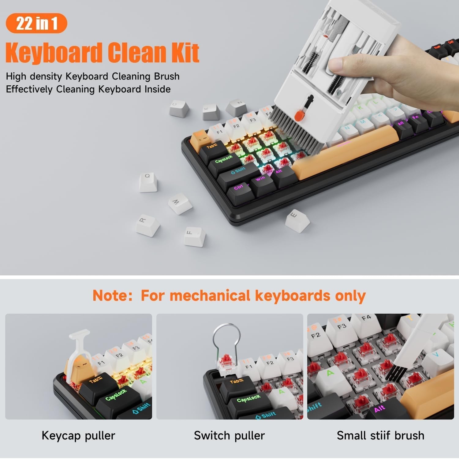 Laptop Cleaning Kit Keyboard Cleaner Brush, 22-in-1 Multi-Function White