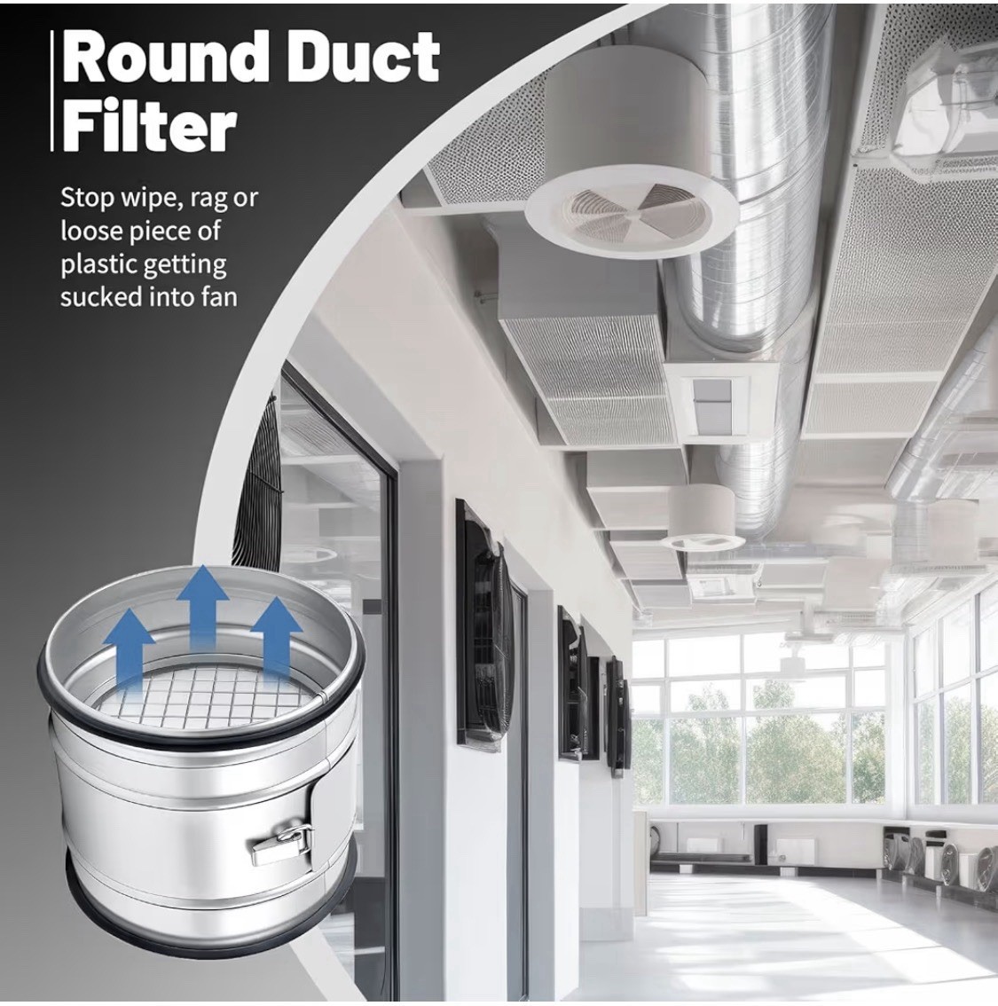 6" Inch Inline Round Duct Filter G4 Class Filtration Purifier System Mesh Filter