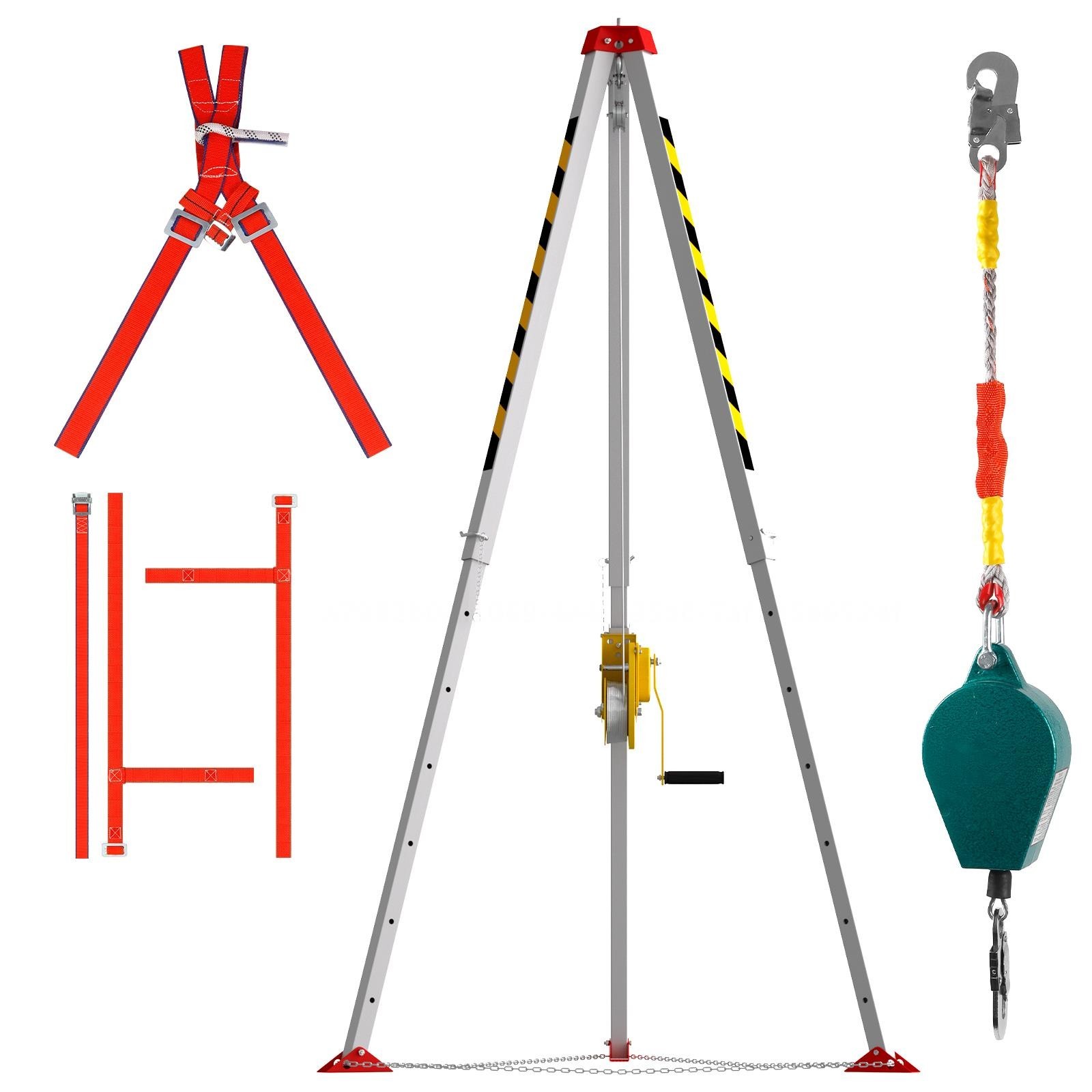 Confined Space Tripod Kit With Lifting Winch and Fall Arrester for Rescue Tripod