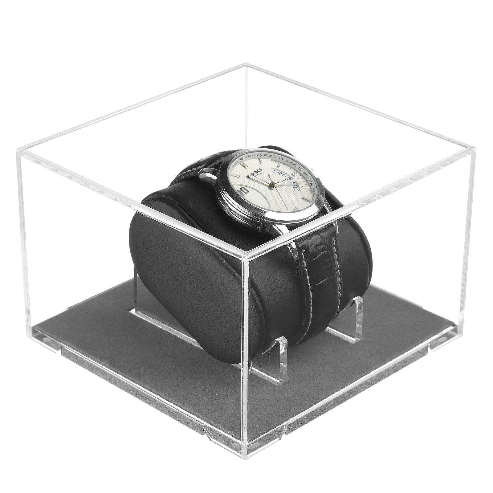 Homakover Acrylic Watch Display Case with Leather Pillow, Clear