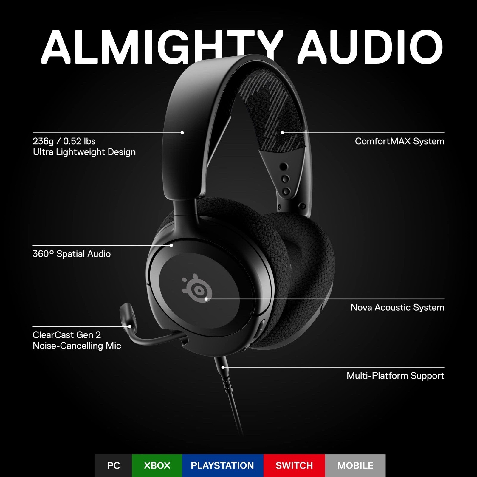 SteelSeries Arctis Nova 1 Over-Ear Gaming Headset - Black