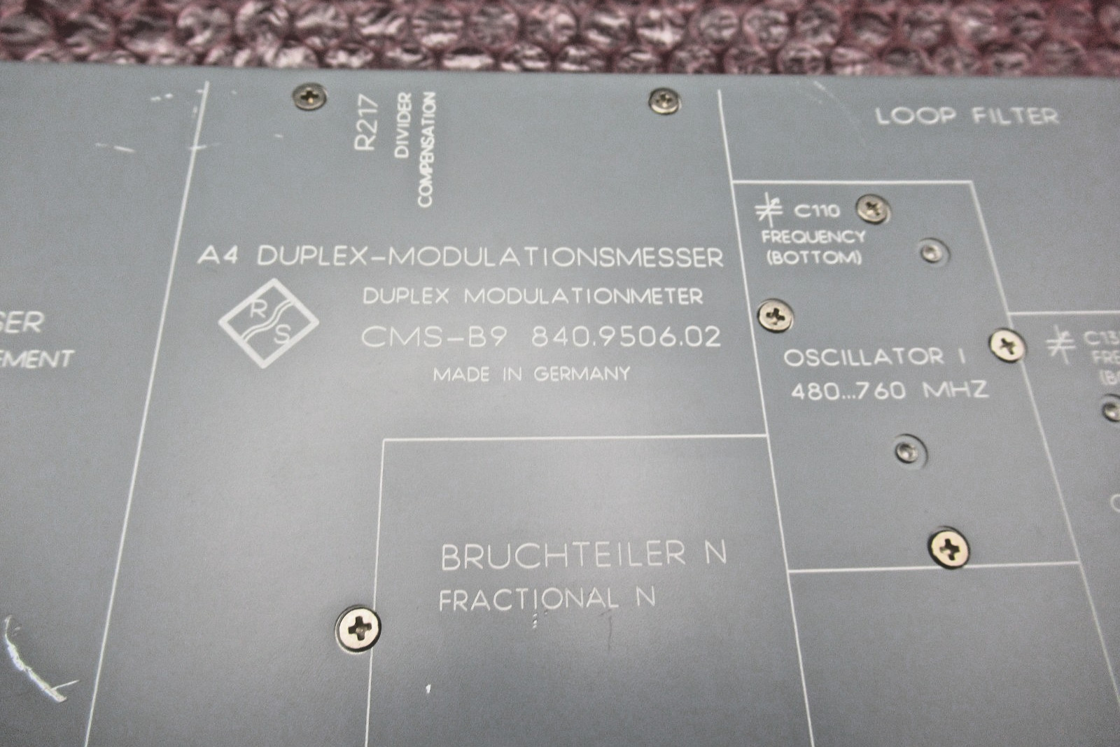 Rohde & Schwarz 840.9506.02 Duplex Modulation Meter CMS-B9, 840950602