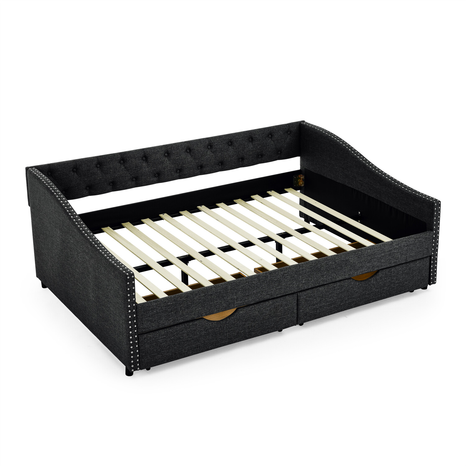 Full Size Daybed Upholstered Bed Frame Sofa Bed with 2 Storage Drawer US