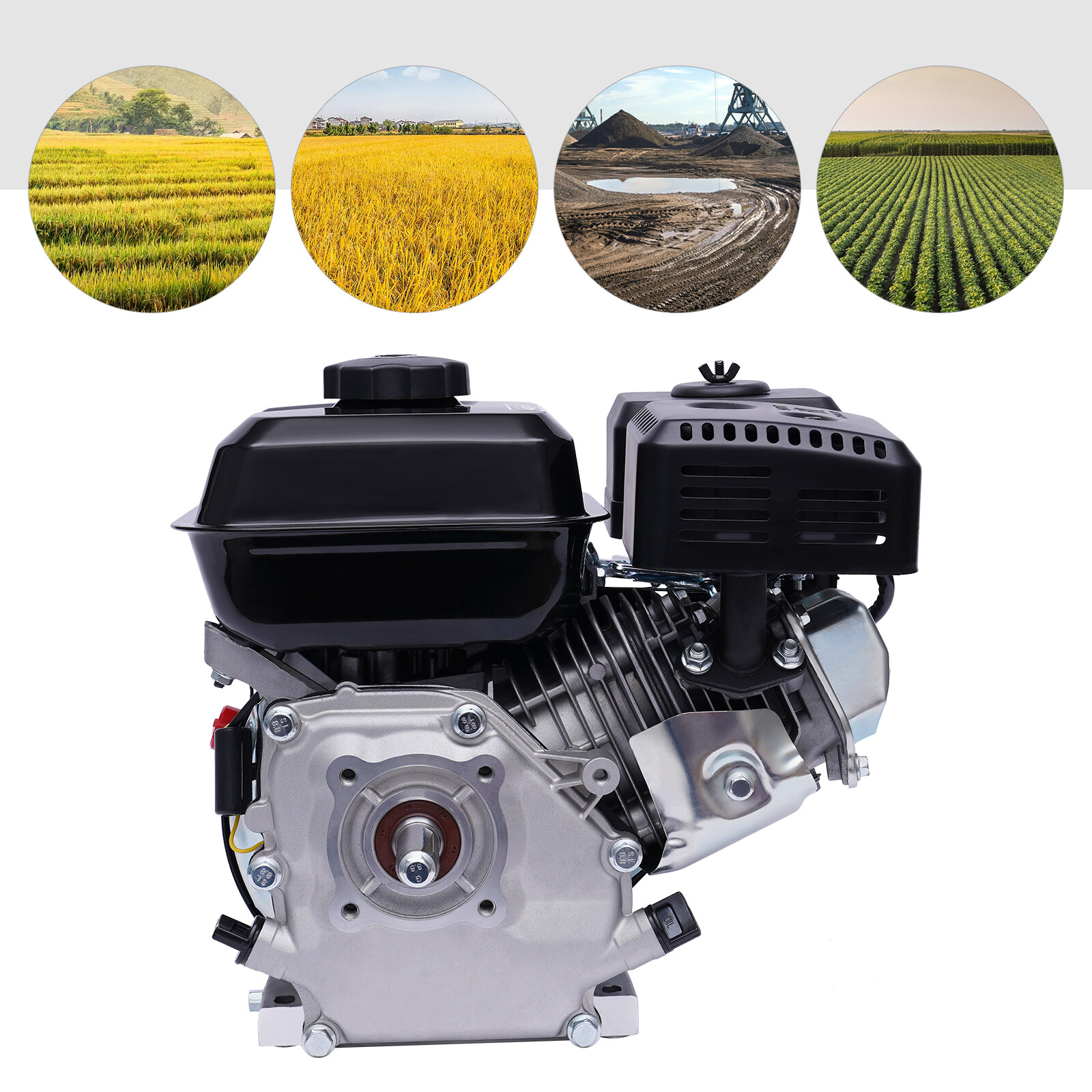 7.5 HP 4 Stroke 210cc Gasoline Engine Air Cooled Horizontal Gas Engine Motor NEW