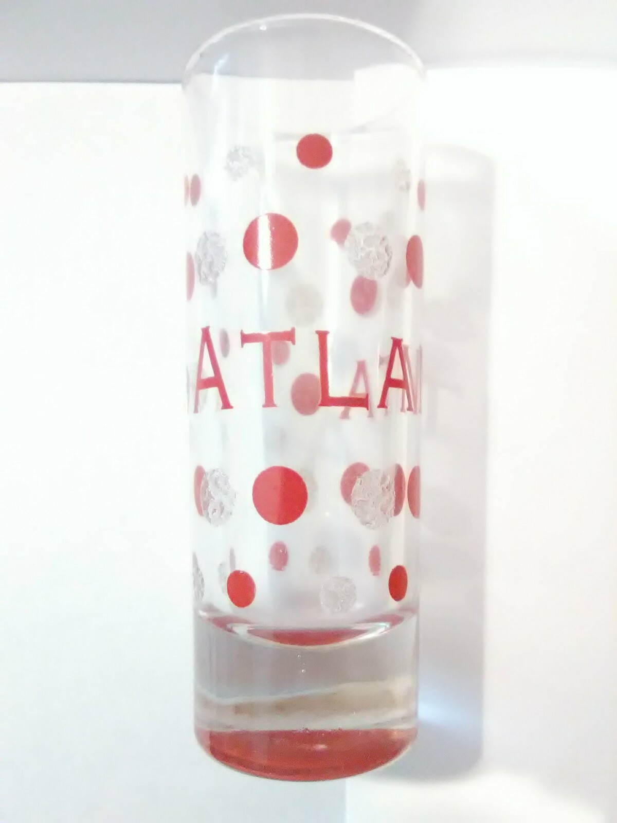 ATLANTA POLKA DOTS LARGE LOGO SHOT GLASS GREAT FOR ANY VINTAGE COLLECTION!