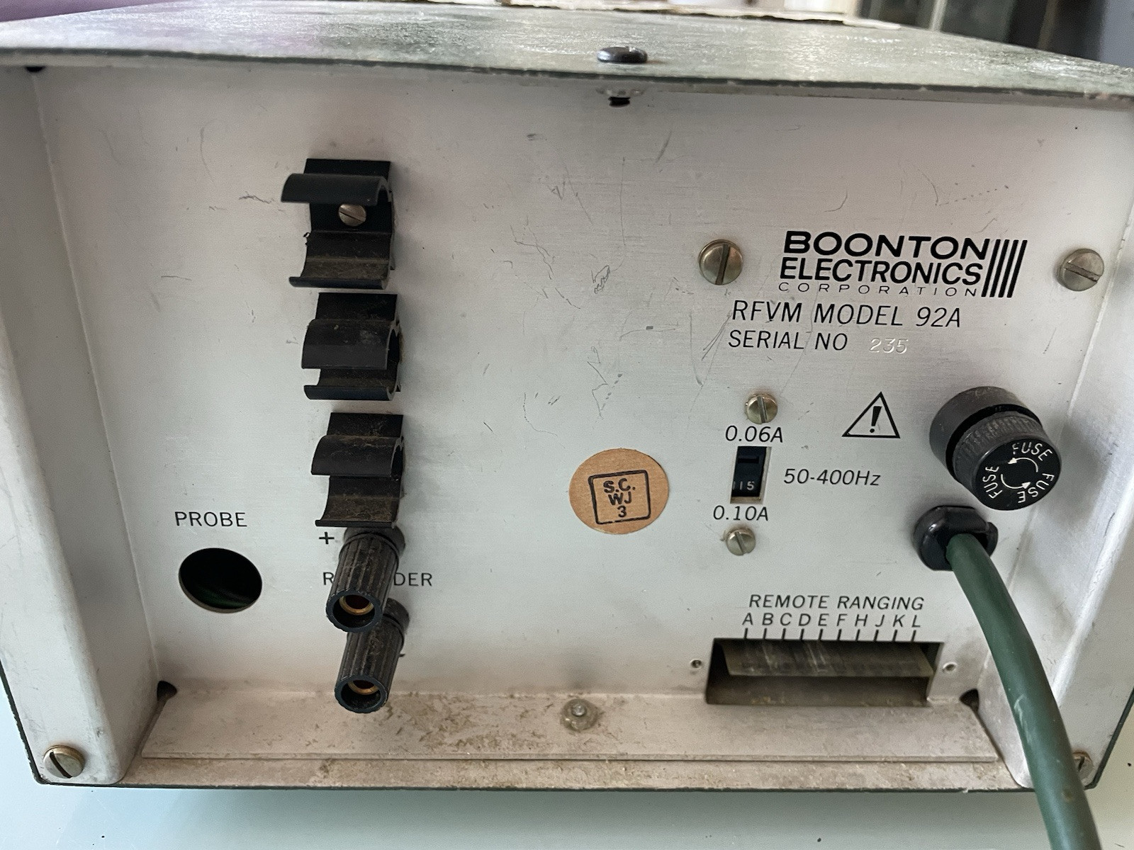 Boonton RF Millivolt Meter Model 92A No Probe Powers On As Is