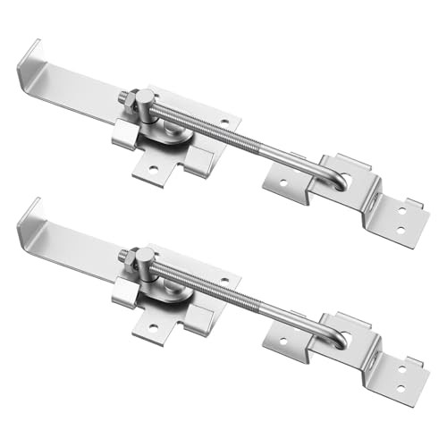 Pcs Barn Door Jamb Latch with Hook 7" Sliding Door Latch for Barn and 2 Silver