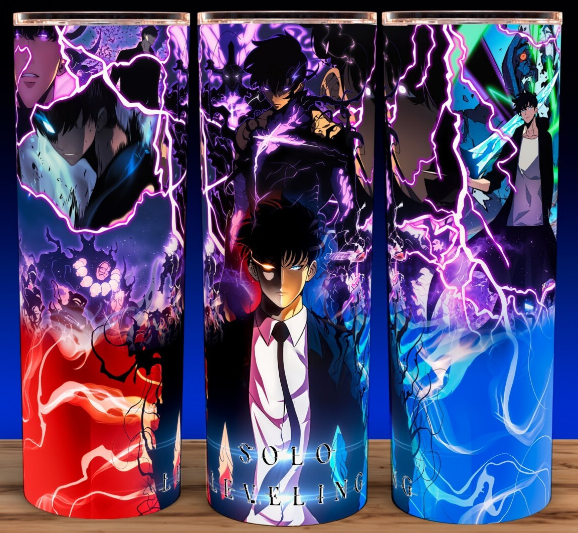 Solo Leveling Anime Sung Jin Woo Action Cup Mug Tumbler 20oz with lid and straw