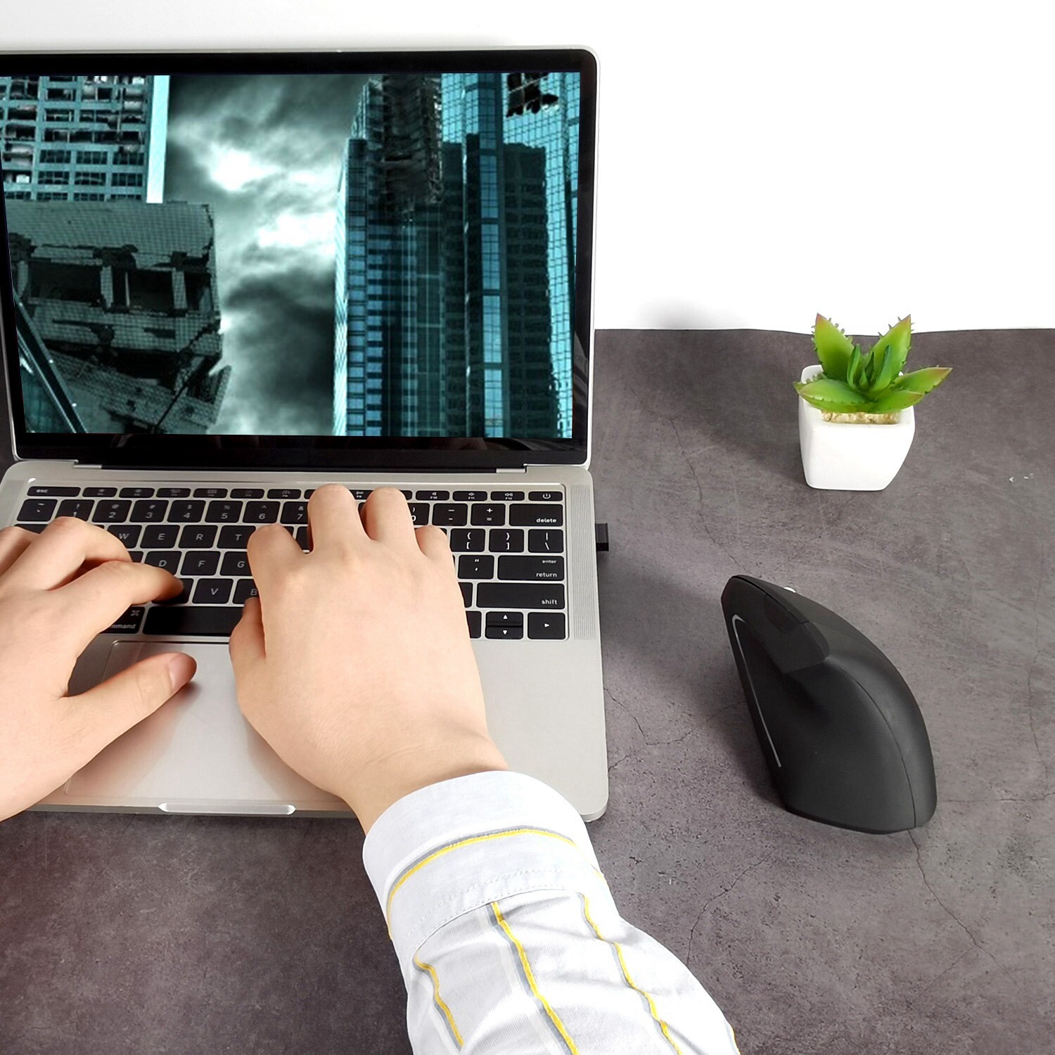 Vertical Wireless Mouse -Rechargeable Optical Vertical Mice with 3 Adjustable