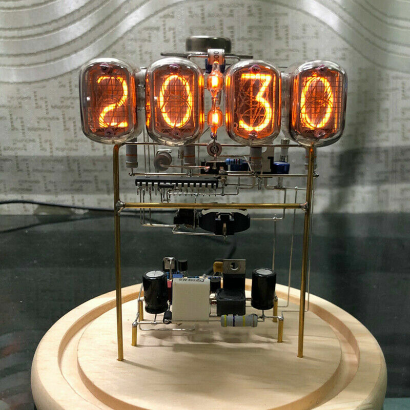 Classic Vintage IN-12 Nixie Tube Clock Kit DIY / Unassembled w/ Round Glass Case