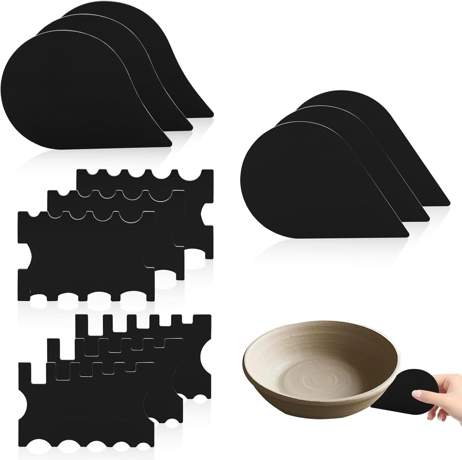 12Pcs Acrylic Pottery Rim Lifter and Pottery Ribs Foot Shaper Kit Pottery Ribs P