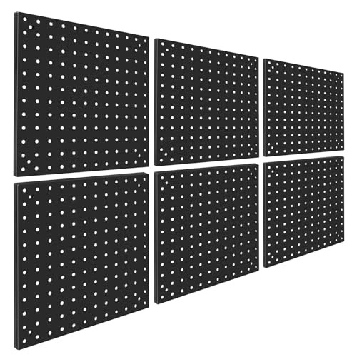 Peg Board,Steel Organization Panels, Ideal for Garage Tool 6-12X12 Black