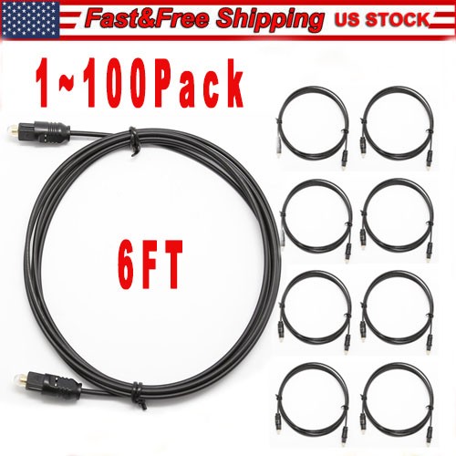 6FT Digital Fiber Optic Audio Cable Cord Optical TosLink for TV DVD AMP USA Lot