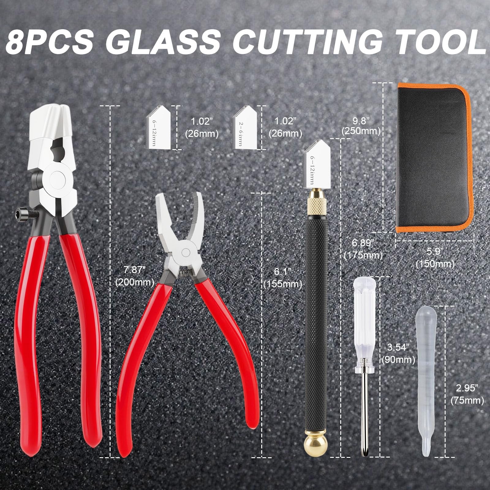 Glass Cutter Kit Heavy Duty Running Breaking Pliers 2-20mm Cutting Tool