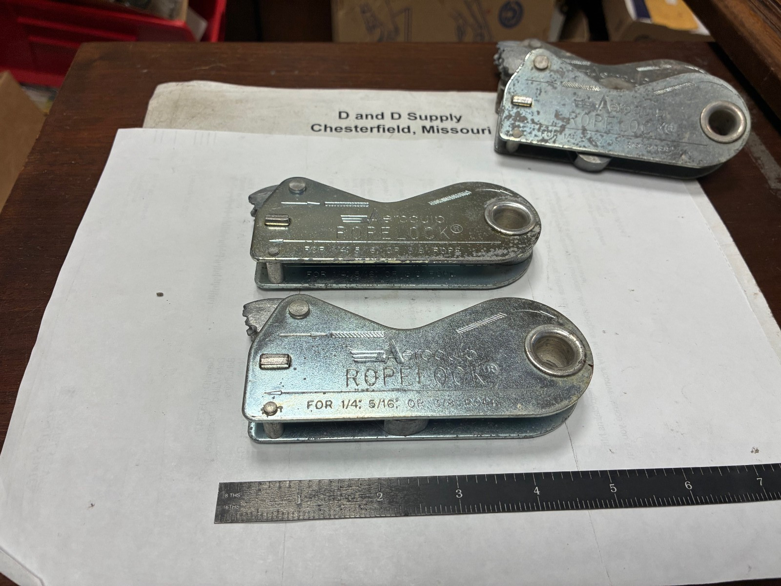 Lot of 2,  AEROQUIP Rope Locks, PN 43012, FOR 1/4, 5/16, 3/8 Rope